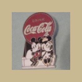 DISNEY JAPAN SLIDING PIN ON PIN DRINK COCA COLA MICKEY MINNIE BALLOON LTD