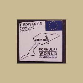 VERY RARE PIN LARGE EUROPEAN GRAND PRIX FORMULA ONE NURBURGRING GERMANY CIRCUIT PIN EU FLAG