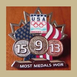 VANCOUVER OLYMPICS PIN GOLDSILVERBRONZE MEDALS US TEAM MOST WON LTD ED