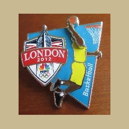 2012 LONDON OLYMPICS PIN NBC MEDIA BASKETBALL SPORT MOVING PIN