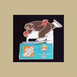 SALT LAKE CITY 2002 OLYMPICS HOME DEPOT SPONSOR COAL MASCOT SPEEDSKATE MOVING PIN