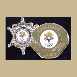 2002 SLC OLYMPICS CACHE COUNTY SHERIFF BADGE  PATCH PIN