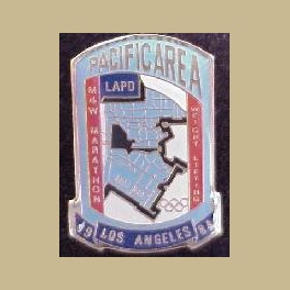 1984 LOS ANGELES OLYMPICS LA POLICE DEPT PACIFIC AREA MARATHON ROUTE PIN