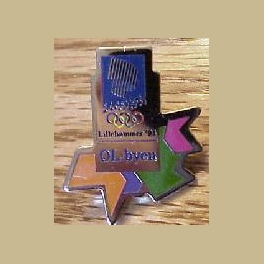 1994 LILLEHAMMER OLYMPIC PINS OL-BYEN VENUE CONFETTI DESIGN