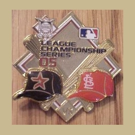 2005 WORLD SERIES PINS ASTROS VS CARDINALS NATIONAL LEAGUE GOLD CROSSED BATS