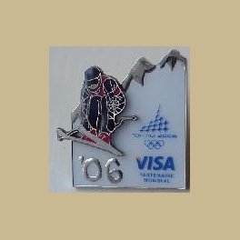 2006 TORINO OLYMPIC PINS VISA SPONSOR EPOXY DOMED SKIIER VERSION LOGO BOTTOM - RARE