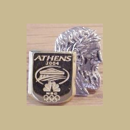 VERY RARE 2004 ATHENS OLYMPIC PIN NBC MEDIA ZEUS NO PRODUCTION PINS MADE